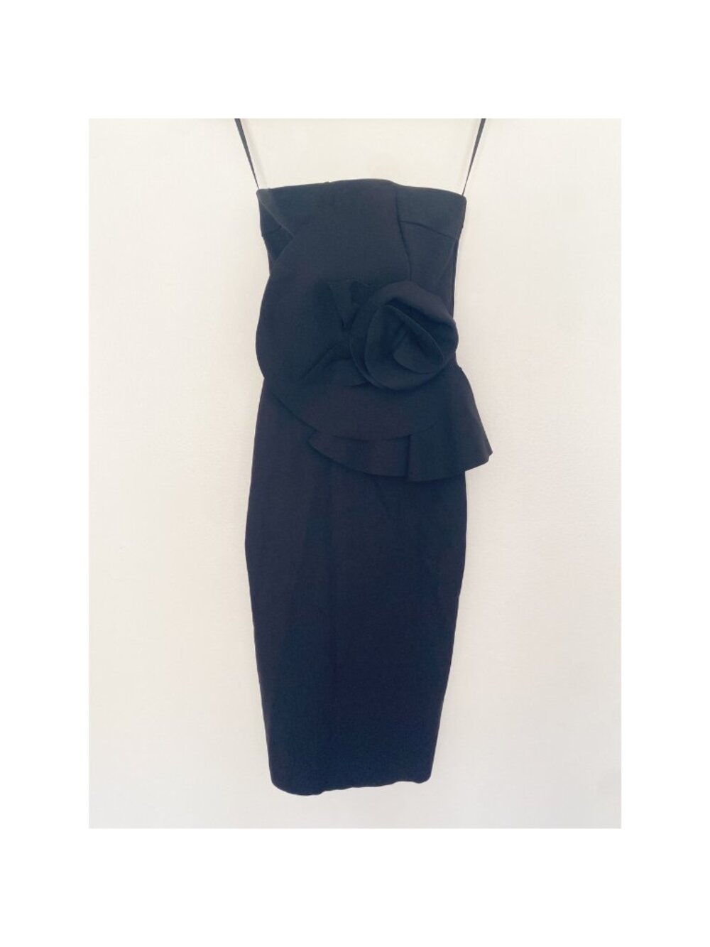 NWT $695 Chiara Boni Hebe Strapless Cocktail Dress Black Flower